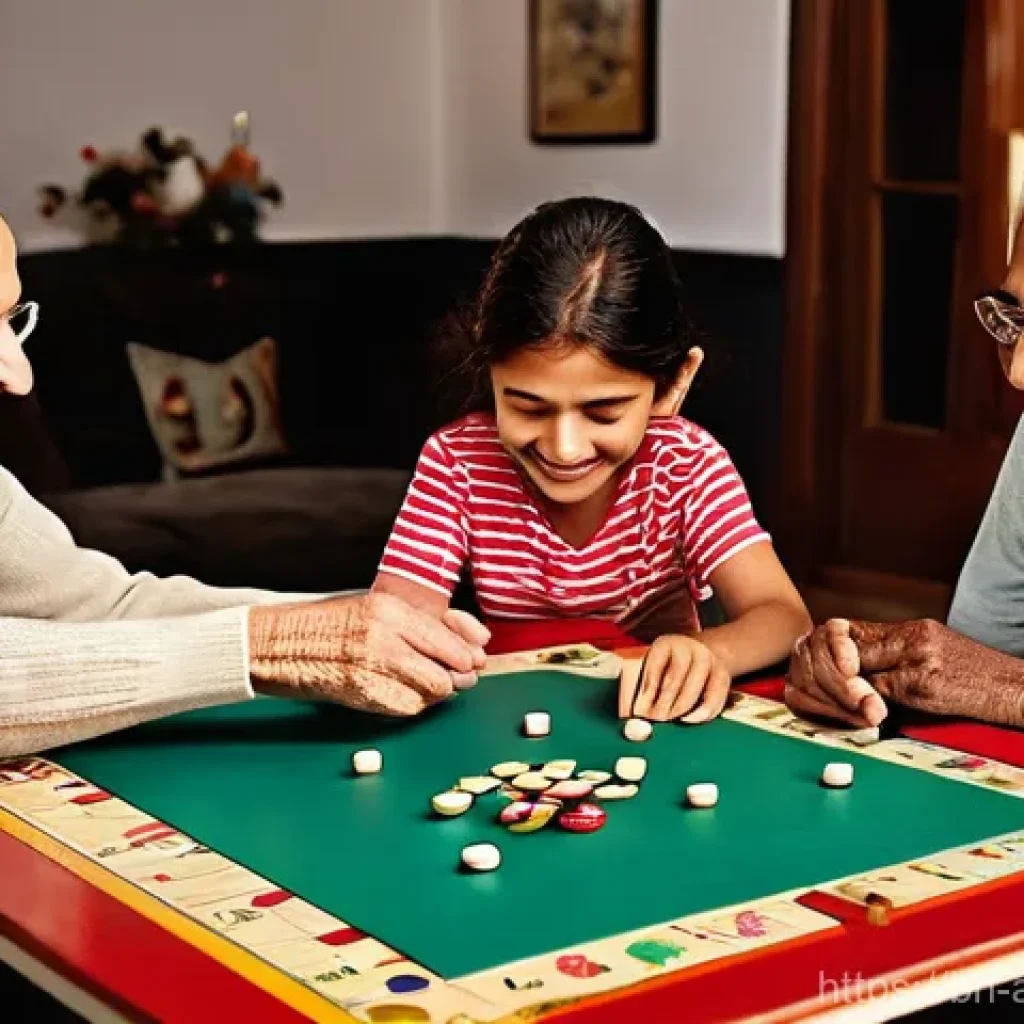 아날로그 보드 게임 - **Prompt 1: Joyful Intergenerational Board Game Night**
"A heartwarming scene depicting a multi-...