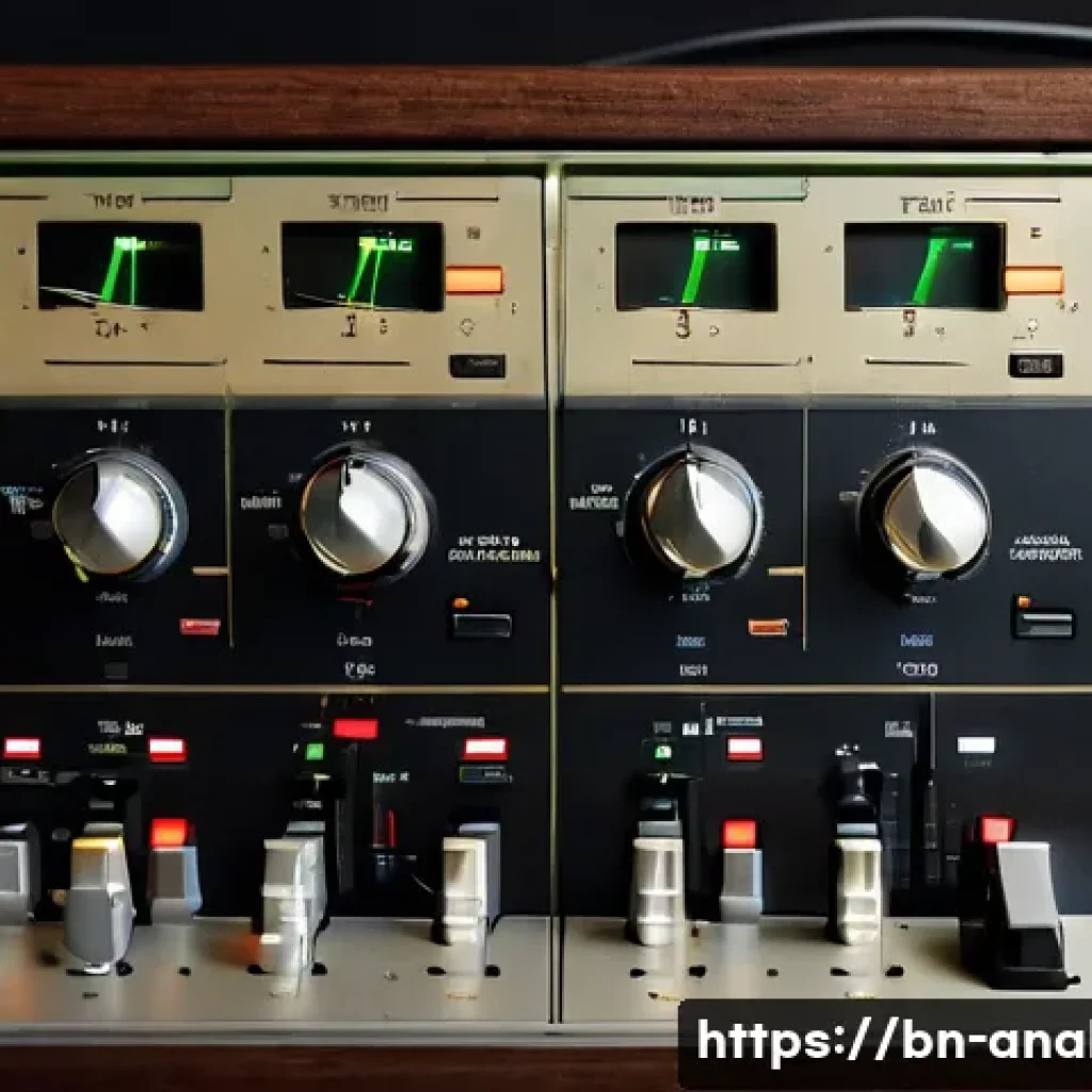 고급 아날로그 레코딩 장비 - A detailed close-up of a vintage Tascam 388 analog tape machine in a professional recording studio, ...