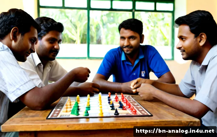 아날로그 게임 대회 - Photorealistic local analog board game tournament in a bright community hall in Bangladesh, diverse ...